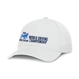 White WDC 2025 cap with blue World Driving Championship logo.
